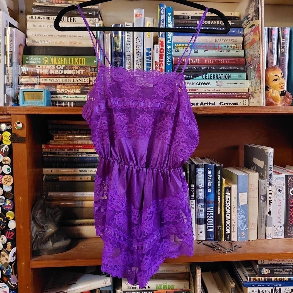 Vintage purple lace teddy, made in USA.